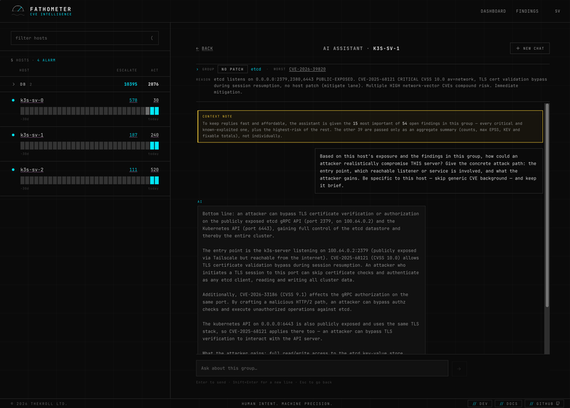 Per-group CVE chat — explaining the attack vector