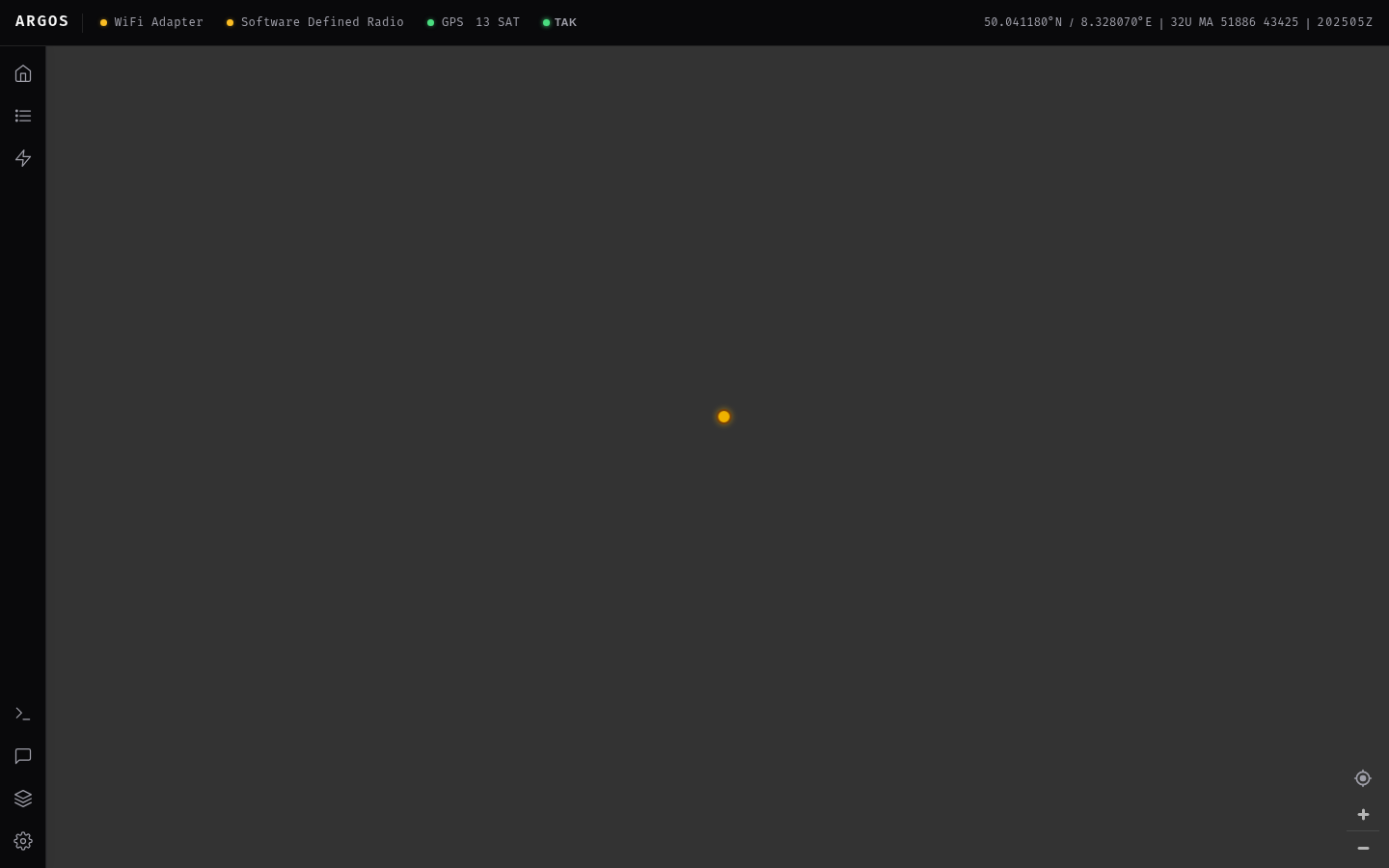 Argos live status bar with MGRS grid