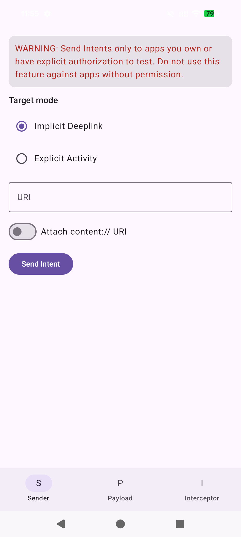Sender tab