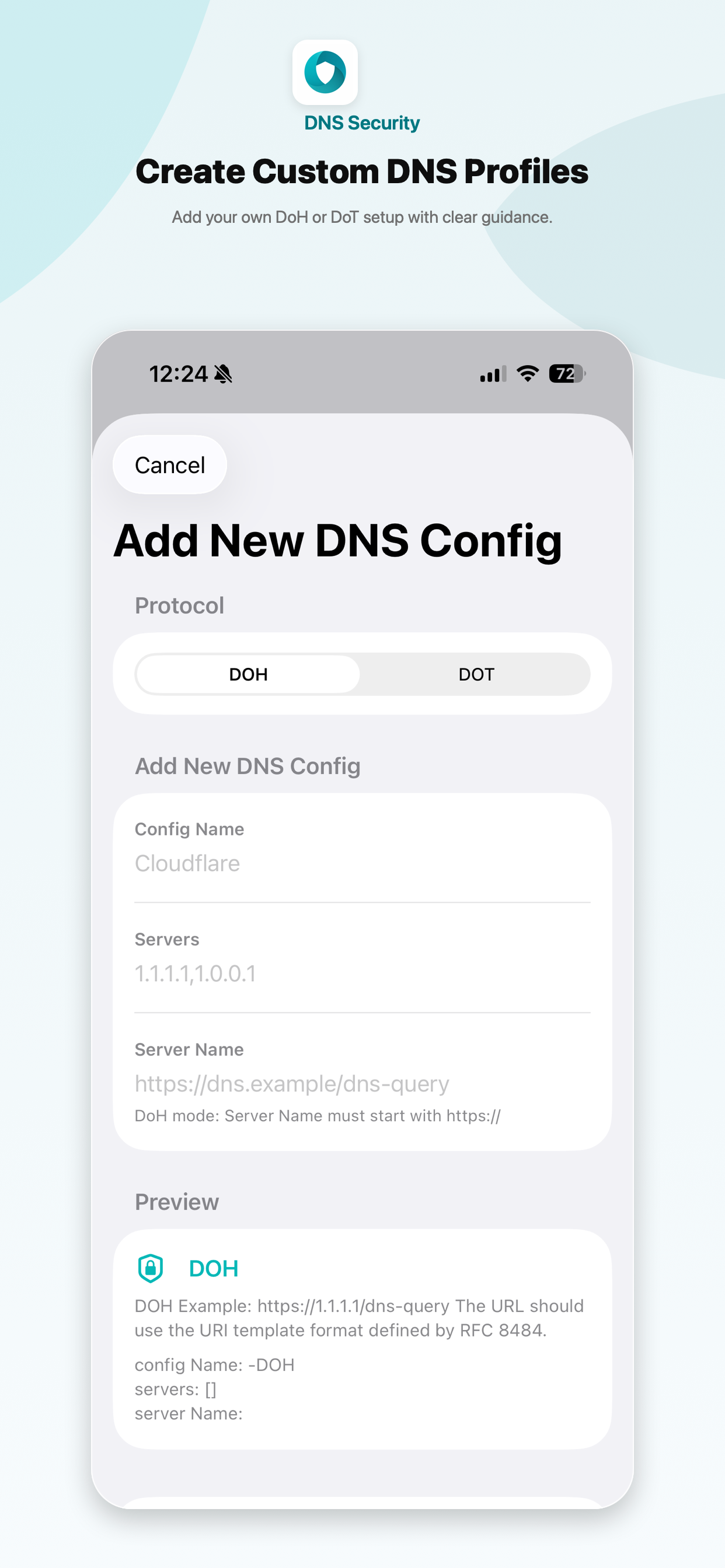 Custom DNS profiles
