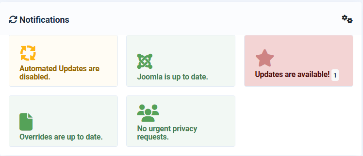 Joomla 仪表盘更新磁贴