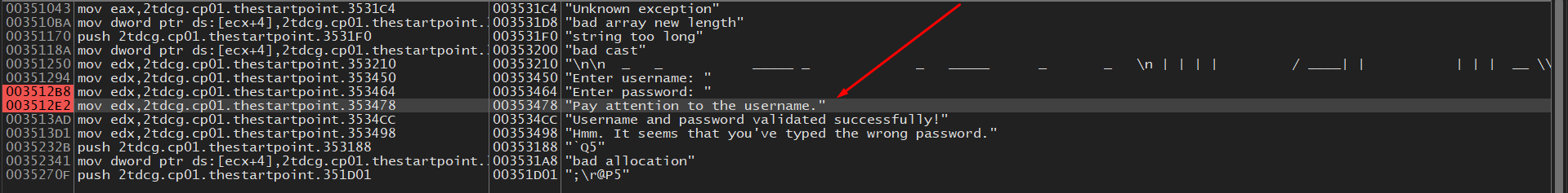 Incorrect username