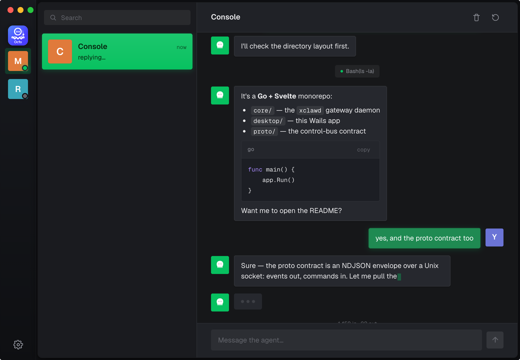 XClaw desktop app — chat with a bot