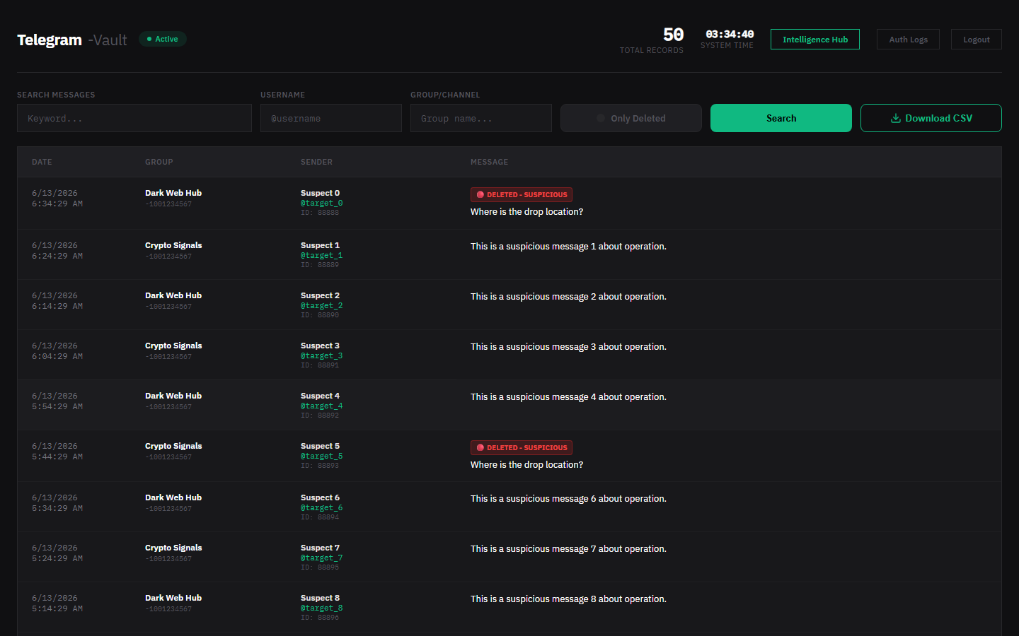 Live Intelligence Log Viewer