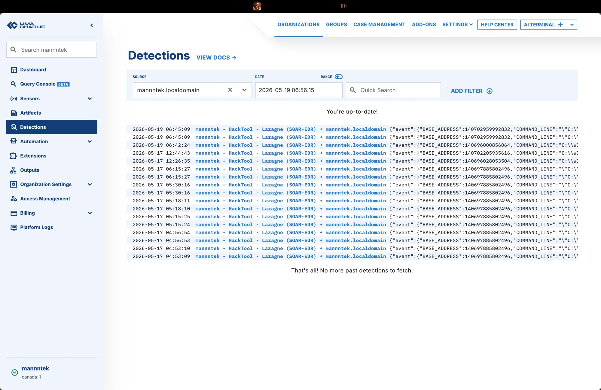 LimaCharlie Detections