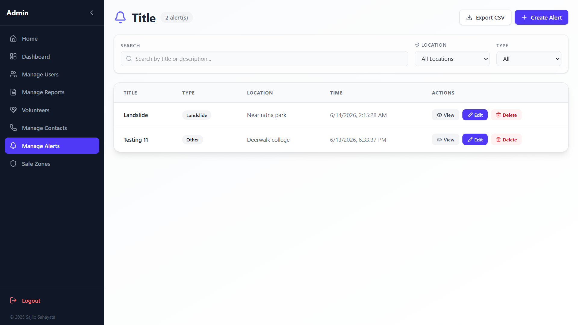 Manage Alerts