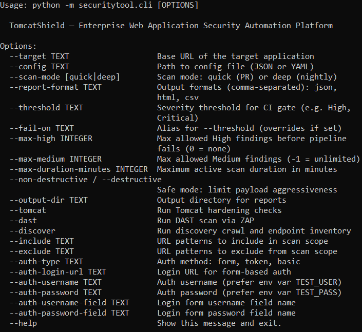 Aysal Shield CLI Help