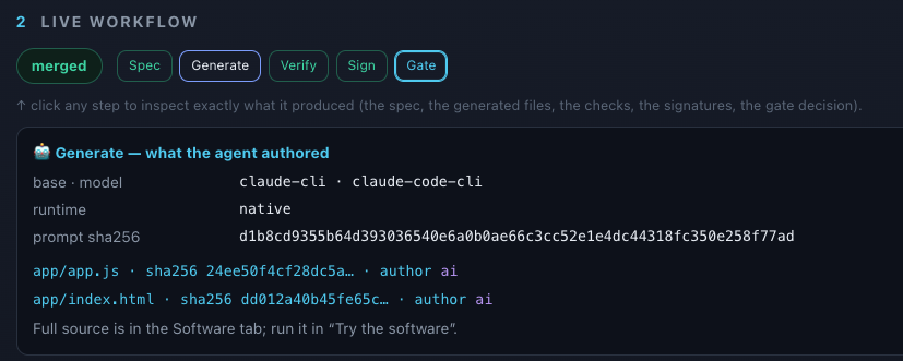 Generate — agent 编写的内容,带有逐文件的 ai/human 署名