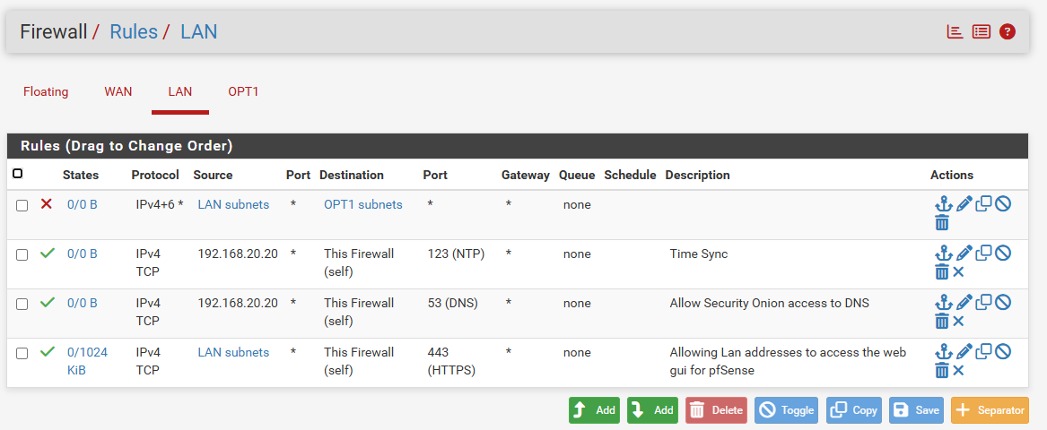 LAN Firewall Rules