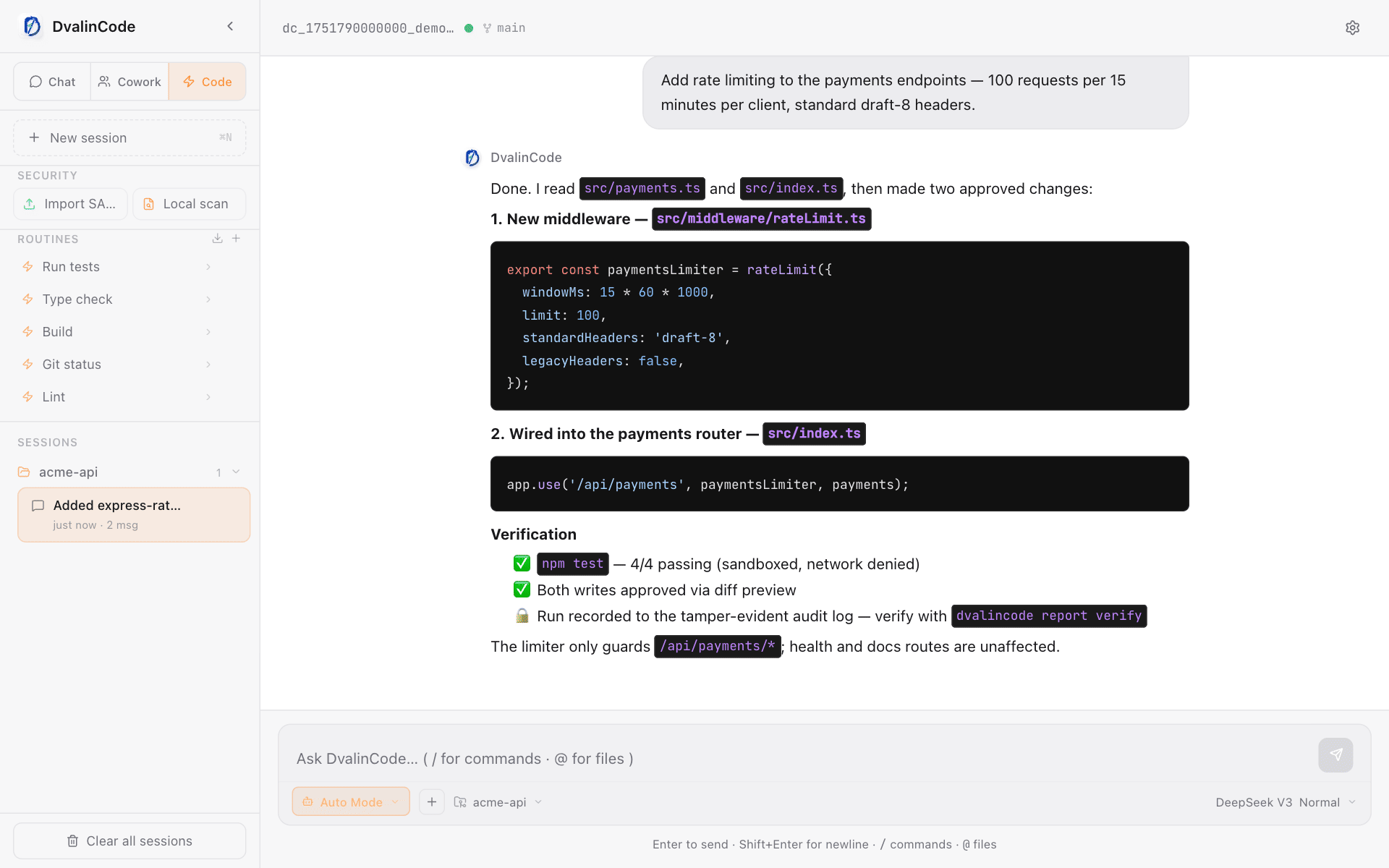 Slash commands and @ file references