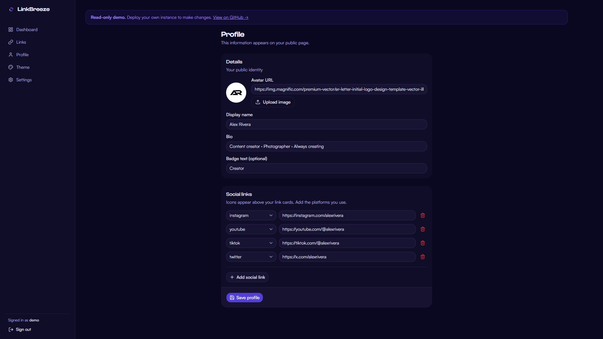 Profile Page