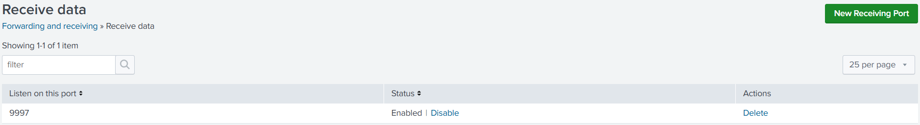 Splunk Forwarder Receiving Port 9997