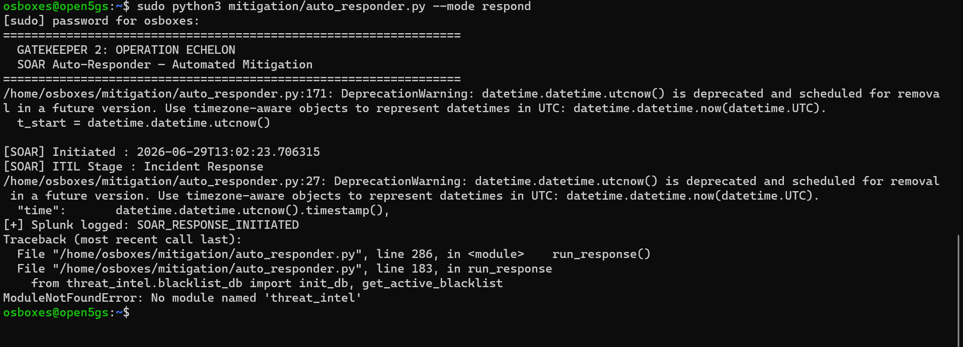 SOAR error debug