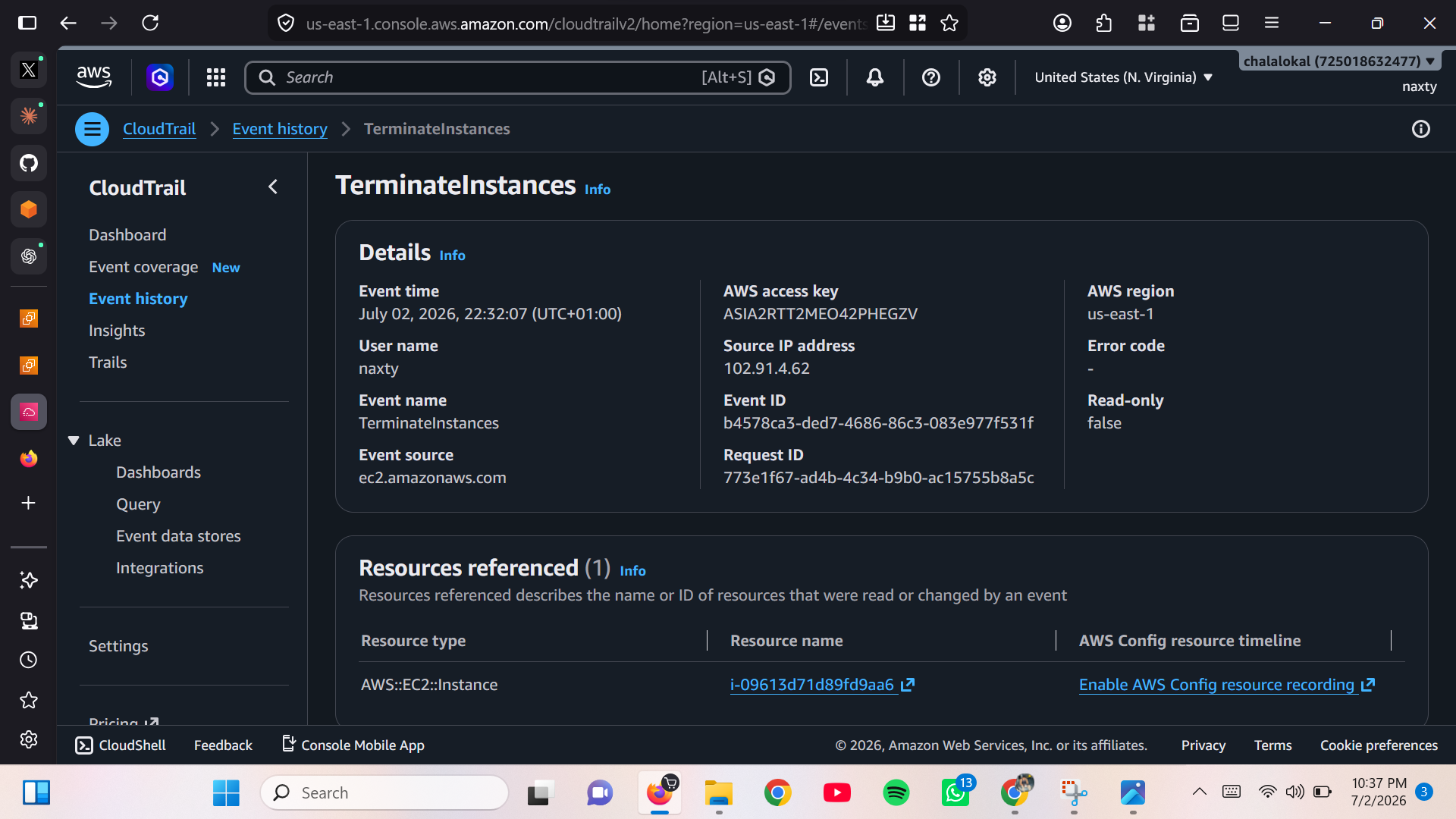 TerminateInstances 事件详情