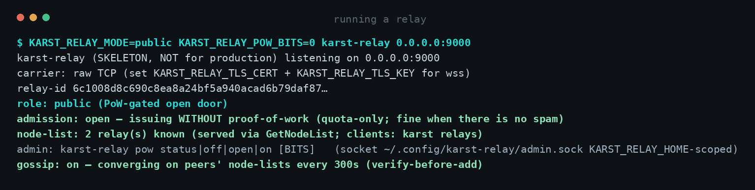 Running a KARST relay