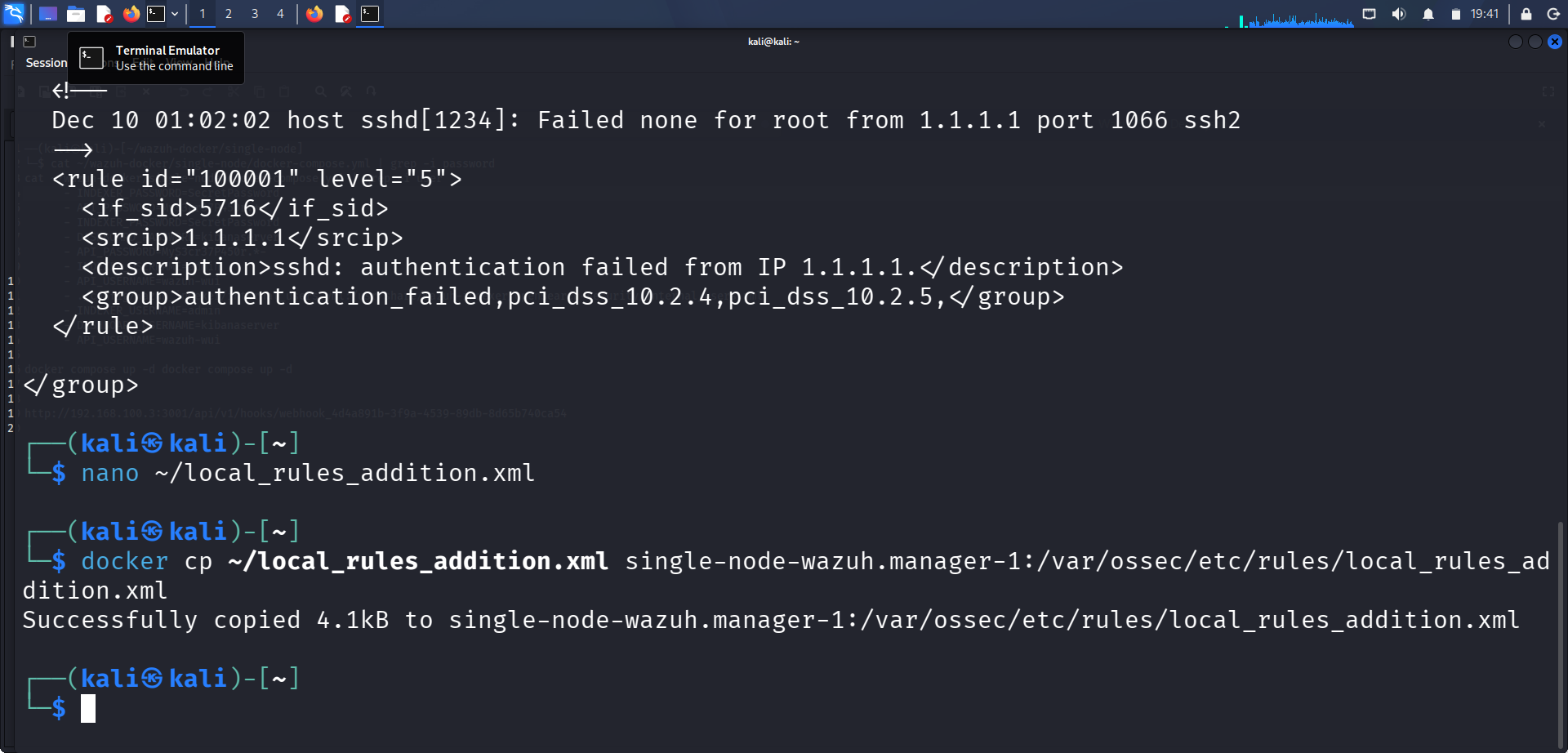 Custom rule deployed via docker cp