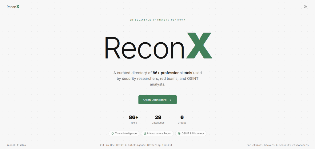 ReconX Landing Page