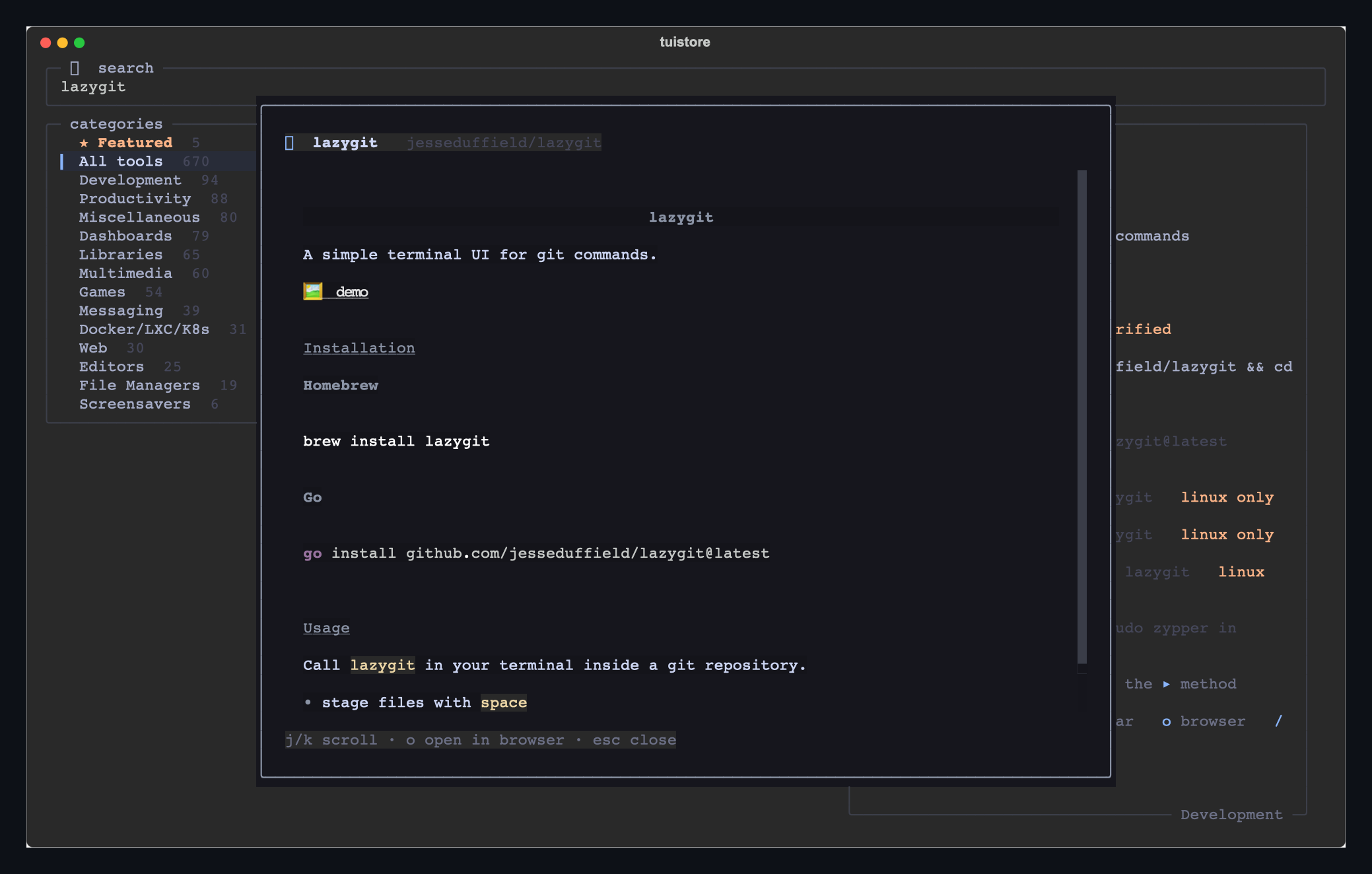 reading a tool's README in-app before installing