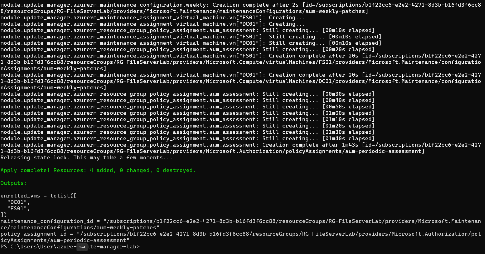 terraform apply 已完成并输出结果