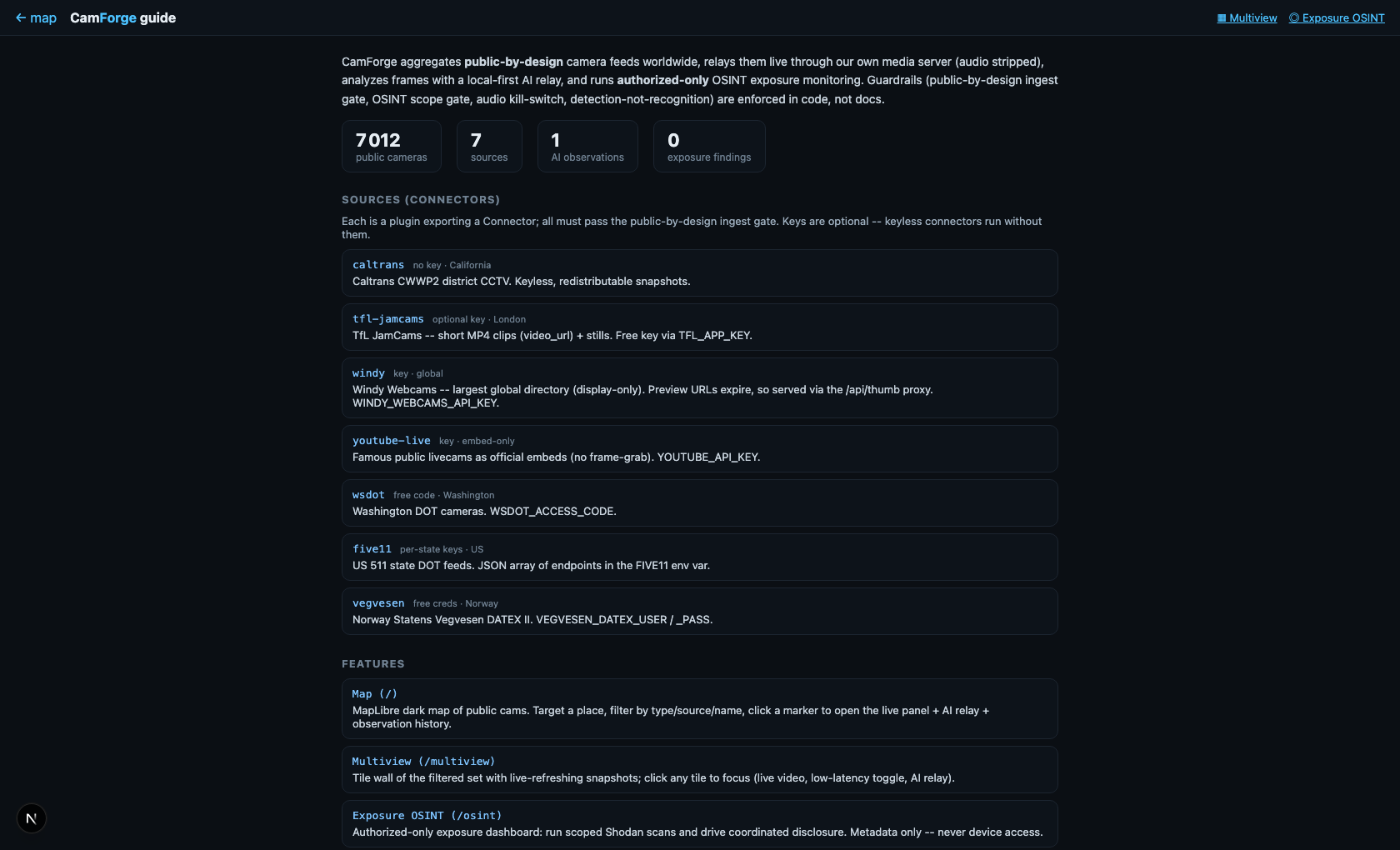 CamForge AI relay and observation history