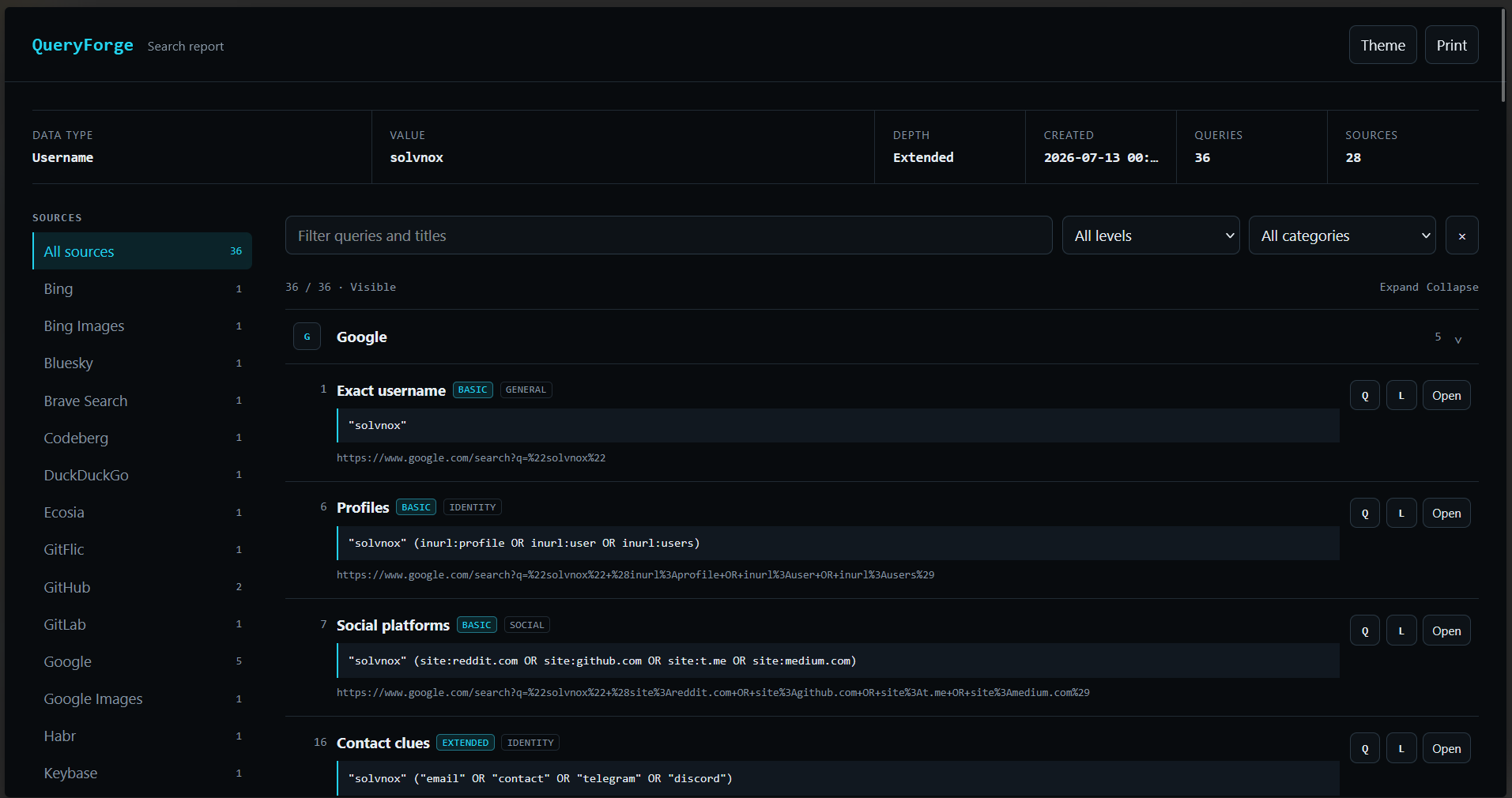 QueryForge standalone HTML report