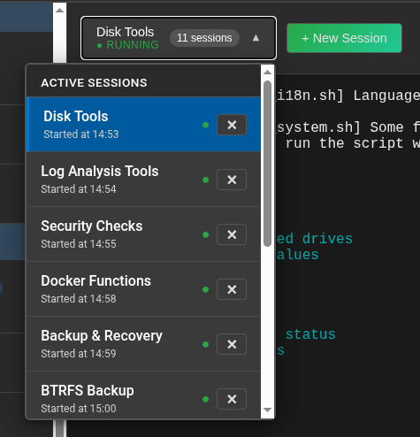 Active sessions overview