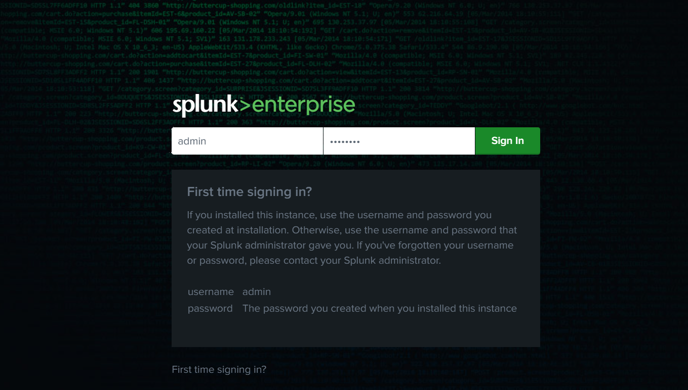 Splunk login