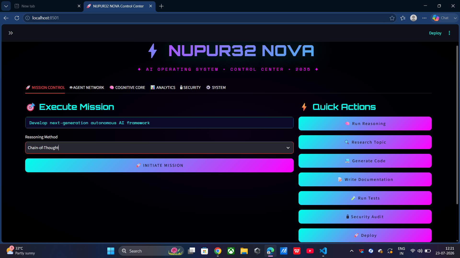 NOVA Control Center Dashboard