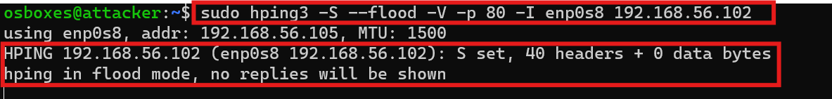 SYN flood attack