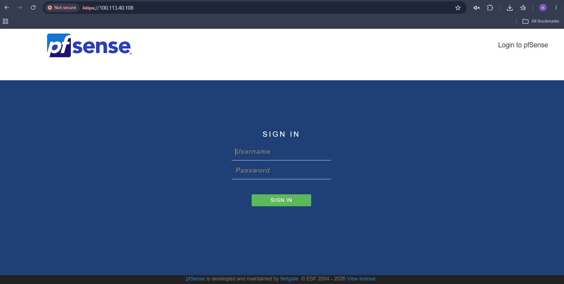 pfSense Dashboard Accessed via Tailscale