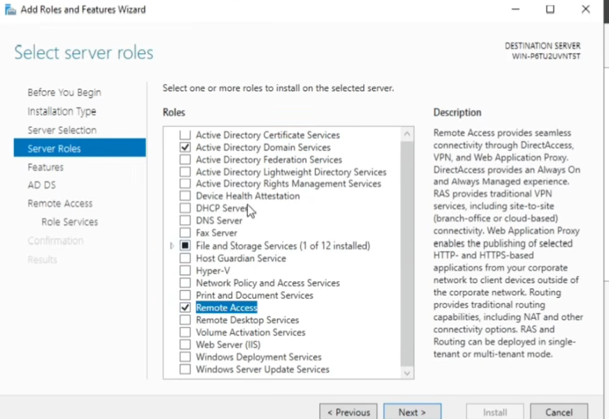 Active Directory 角色选择