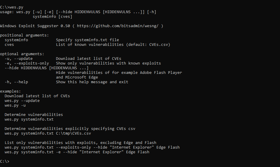 展示 Windows Exploit Suggester - Next Generation 用法的 Gif 动画
