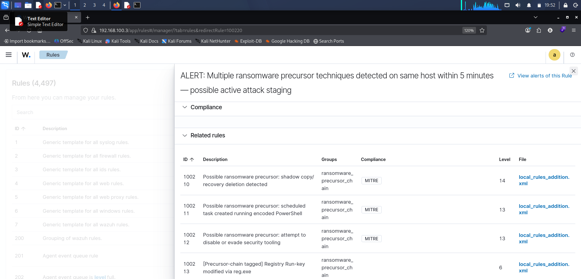 Ransomware precursor correlation rule 100220