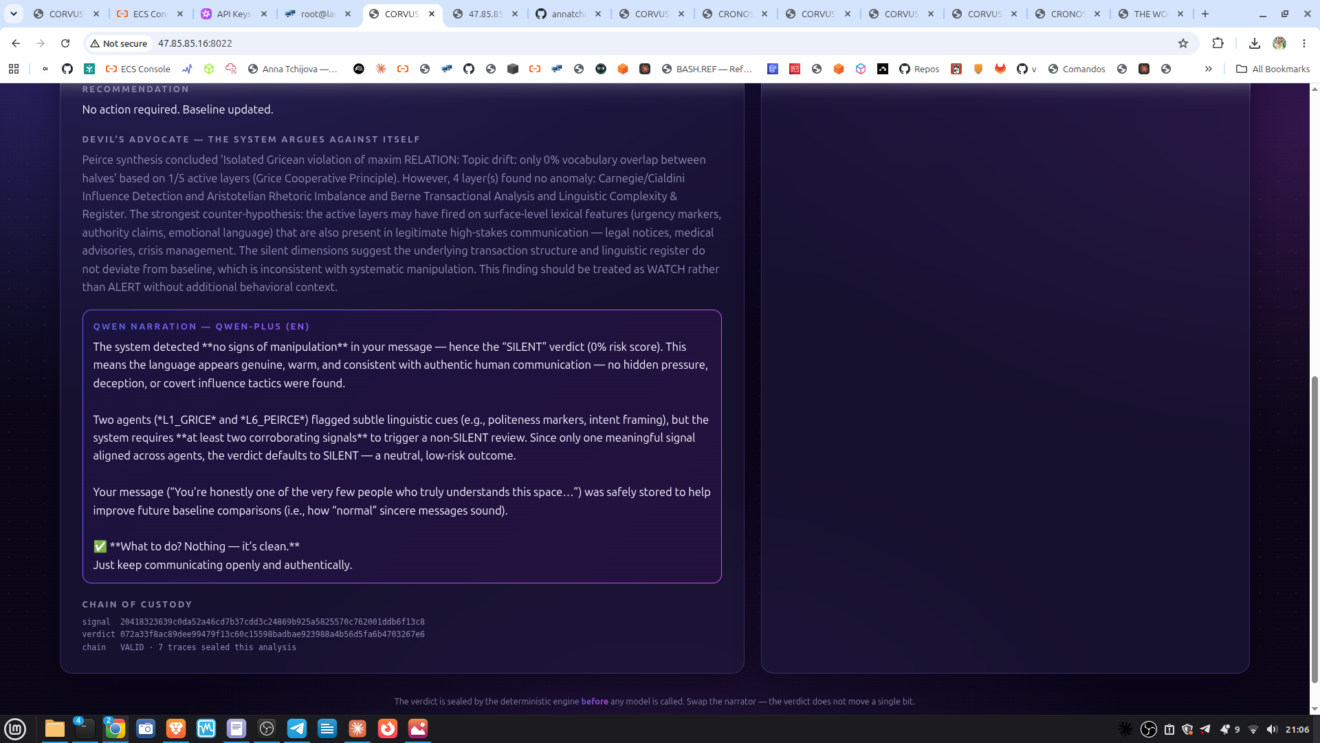 CORVUS × CRONOS live console on Alibaba Cloud ECS