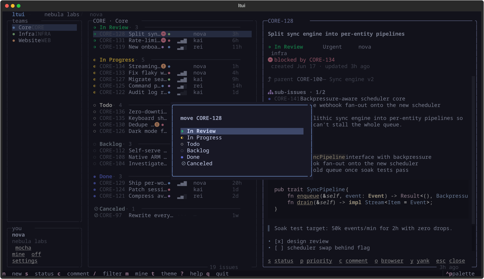 status picker