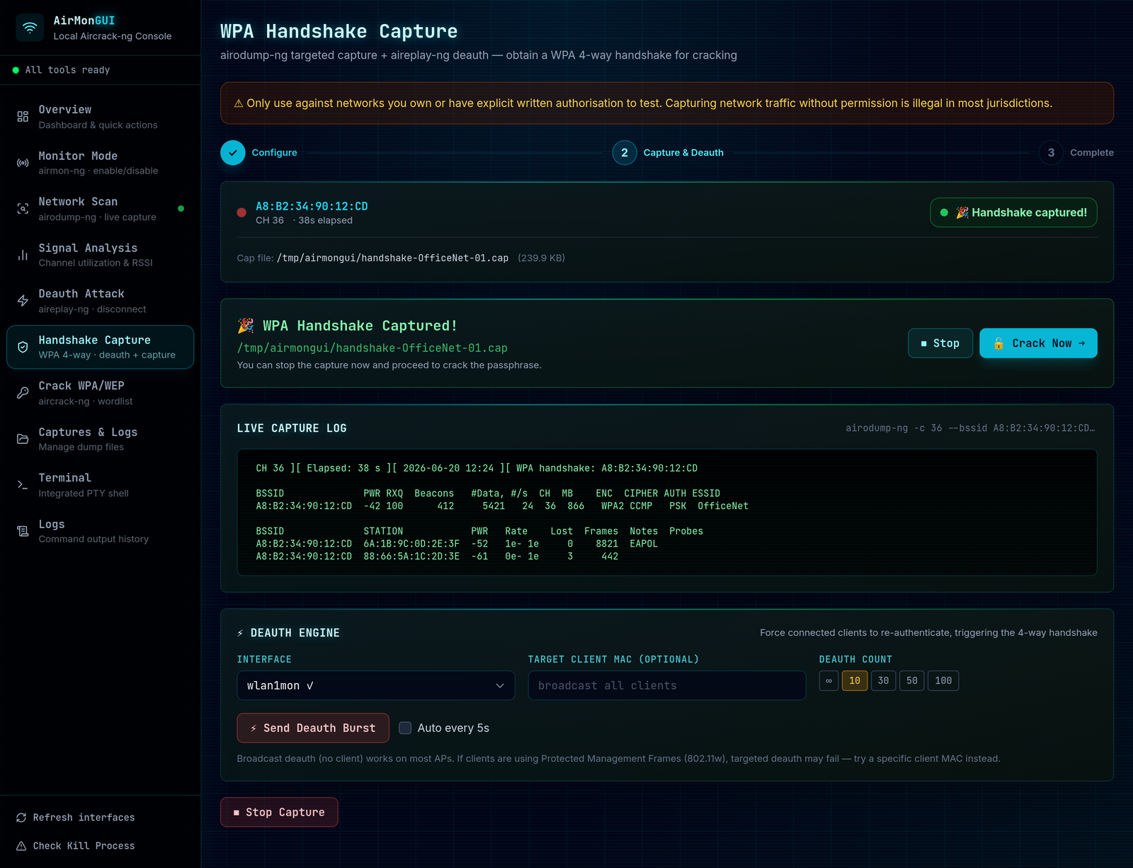 WPA handshake capture