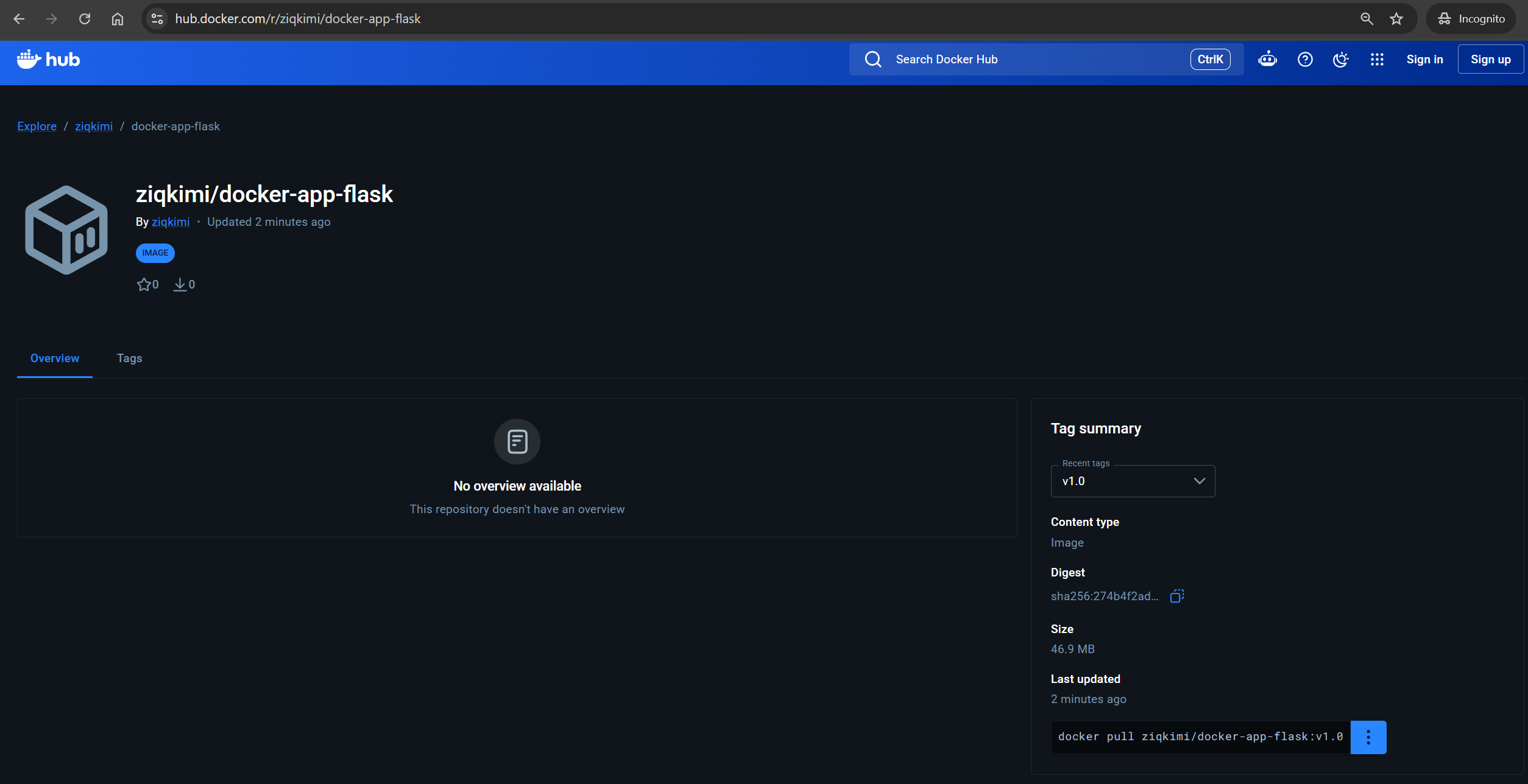 Docker Hub 上传成功