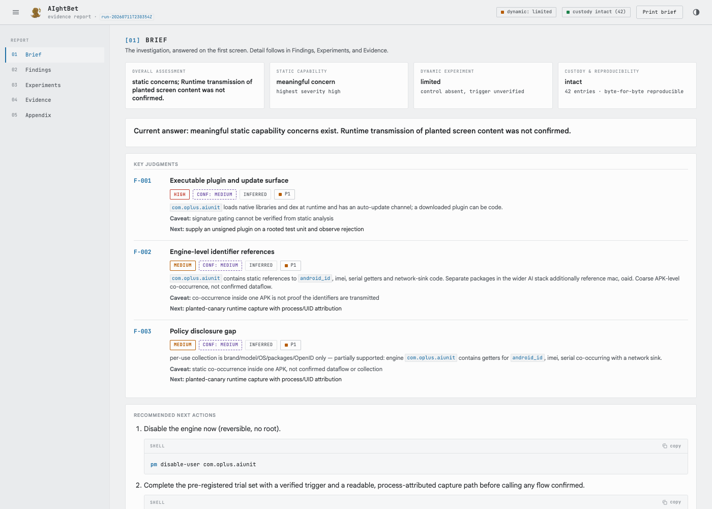 AIghtBet interactive HTML report, sample 2