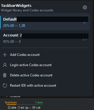 Codex account switcher with email addresses redacted