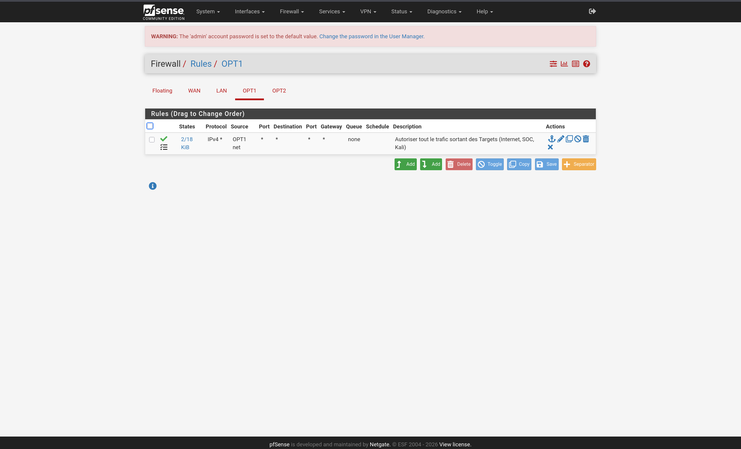 pfSense Rules OPT1
