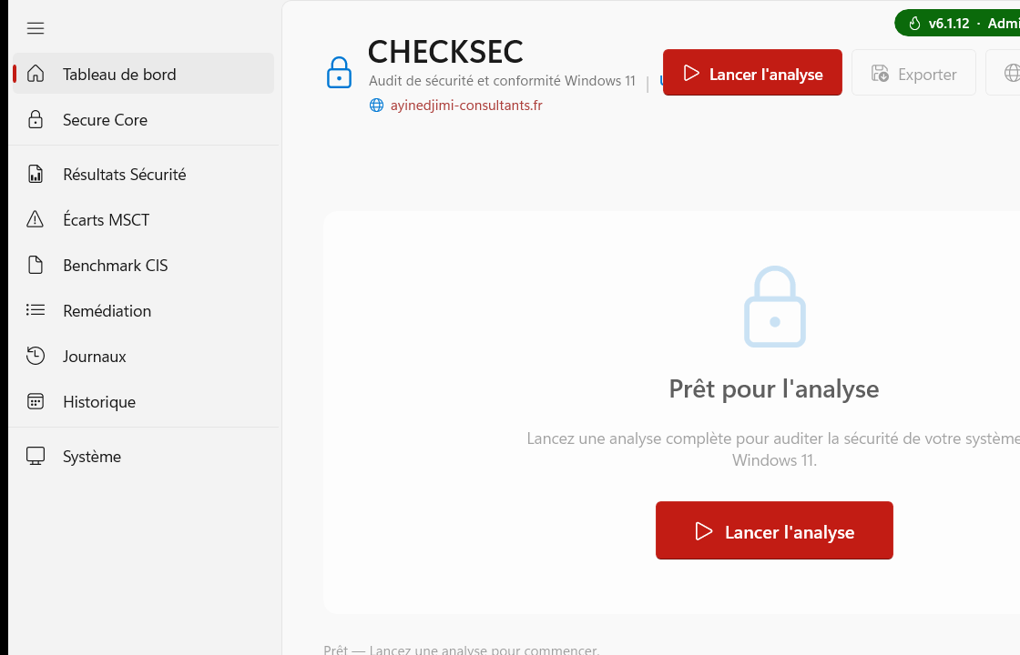 Tableau de bord CHECKSEC