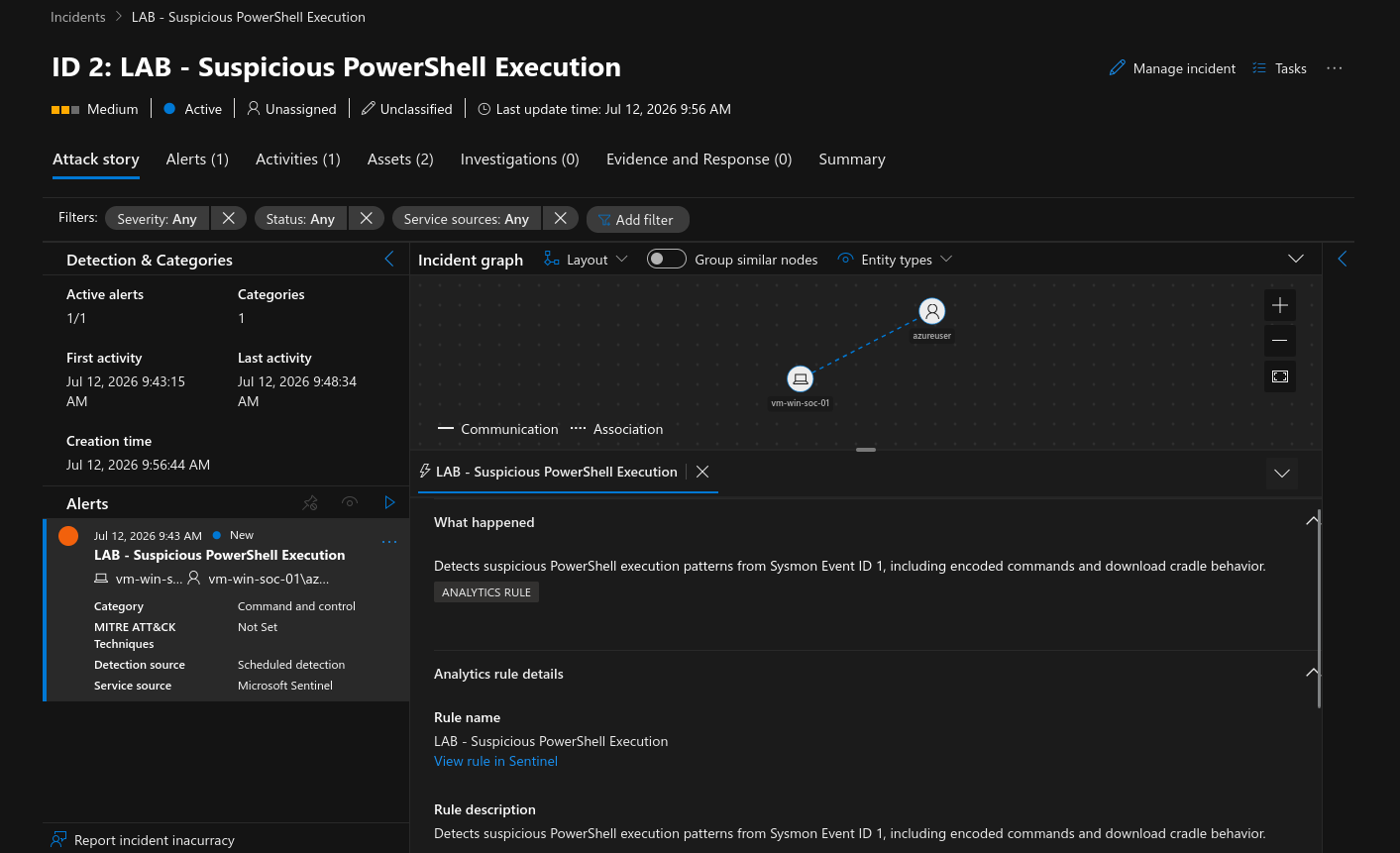 Sentinel 中的 PowerShell 事件