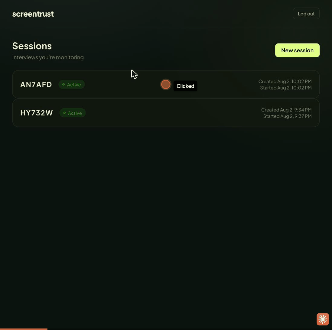 ScreenTrust dashboard live demo