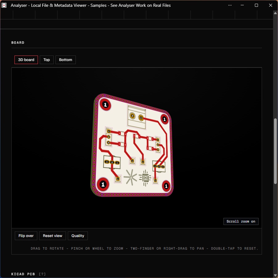 Interactive 3D PCB board view from a KiCad project