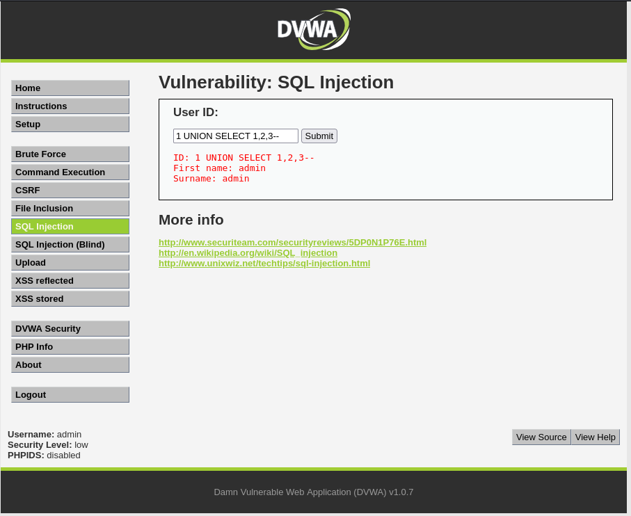 SQL Injection 攻击Union