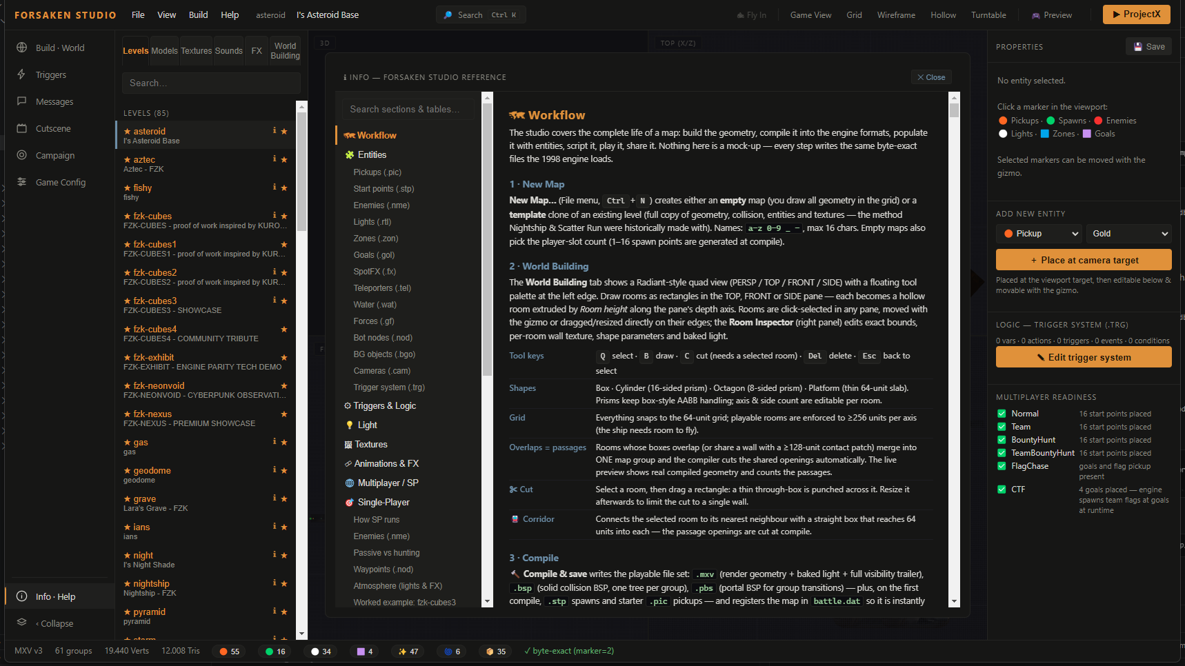 Built-in engine and format reference