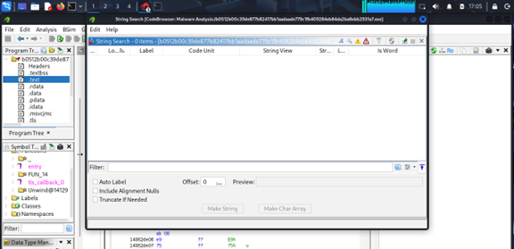 Defined Strings window